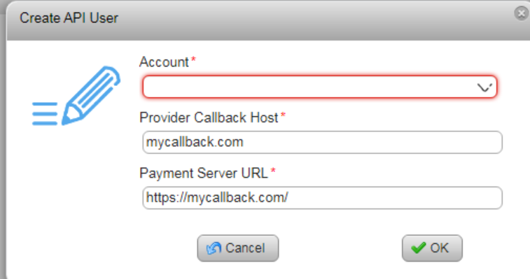 Callback Create API User